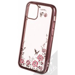 Pouzdro 1Mcz Diamond Flower TPU Apple iPhone 12 mini růžově zlaté