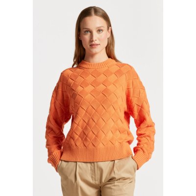 Gant svetr D2. WEAVE KNIT C NECK oranžová – Zboží Mobilmania