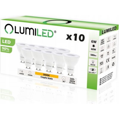 Lumiled 10x LED GU10 6W = 60W 3000K 36D