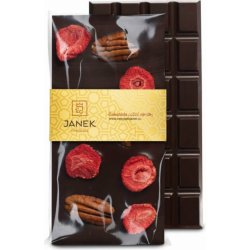 Čokoládovna Janek Hořká čokoláda s pekany a lyofilizovanými jahodami 95 g