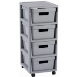 CURVER Regál se šuplíky 4x11L INFINITY DOTS šedý – Zboží Mobilmania