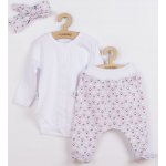 New Baby 3-dílná bavlněná kojenecká souprava Kiddy bílo-růžová – Sleviste.cz