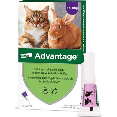 Advantage Spot-on pro velké kočky a králíky 80 mg 1 x 0,8 ml – Hledejceny.cz