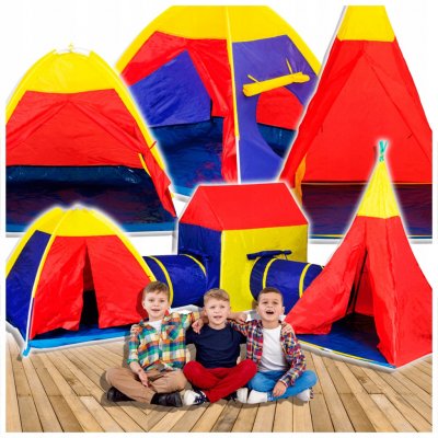 iPlay Stanový set 5v1 2 tunely vigvam domek – Sleviste.cz