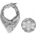 Biante bavlněný šátek Sandra SA-550 Bílá krajka na šedém – Zboží Mobilmania