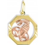 Gemmax Zlatý přívěsek Štír měsíční znamení osmihran GUPCN 69181 – Zboží Dáma