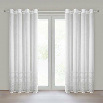 EUROFIRANY ZÁVES NA KROUŽCÍCH ELIRA 140X250 CM BÍLÁ – Zboží Dáma