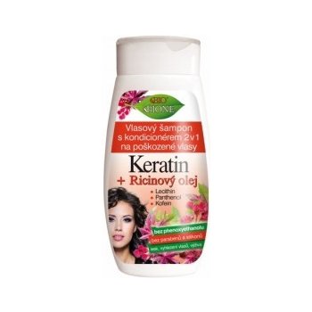 BC Bione Cosmetics Keratin + Ricinový olej regenerační bezoplachový kondicionér 260 ml