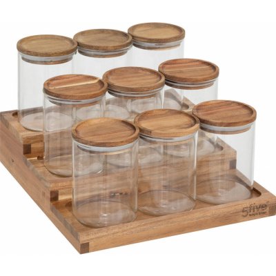5five Simply Smart Sklenice na koření na dřevěné polici HARMONY 9 x 180 ml – Zbozi.Blesk.cz