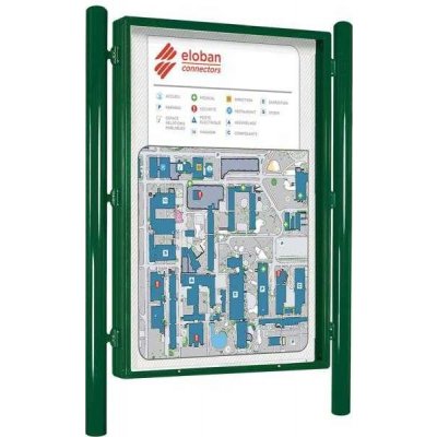 PROCITY Jednostranná vitrína Carrefour 1860x1310 mm, včetně sloupků, zelená | Zboží Auto