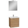 Koupelnový nábytek Vitra Mia Skříňka se 2 zásuvkami s umyvadlem 60 x 39,5 cm, zlatý dub, včetně zrcadla s osvětlením 67092