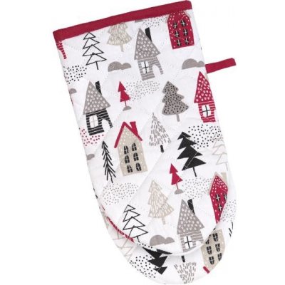 SCANquilt chňapka DEKORO polární domky bíločervená 15 x 30 cm – Sleviste.cz