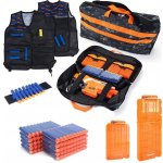 Nerf Brašna na odpalovací zařízení s vybavením pro 2x zásobník (6 a 12) + vesta se značkovačem + náramek + 100 šípů – Zboží Mobilmania