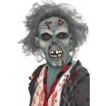 Halloween maska zombie šedá s vlasy – Zboží Dáma