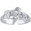 Prsteny SILVEGO Otevřený stříbrný prsten na nohu květiny Alisa PRM12185R