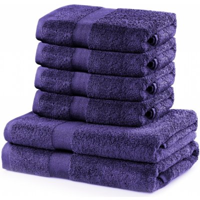 DecoKing - Sada bavlněných ručníků Fialová MARINA HLADKÉ 2 ks 70x140 + 4 ks 50x100 cm – Zboží Mobilmania