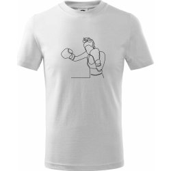 Žena boxerka jedním tahem tričko dětské bavlněné bílá