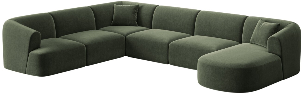 Cosmopolitan Design Rohová pohovka Campi Zelená sametová 330 cm levá