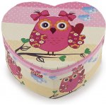 Prima-obchod Dárková krabička srdce sova 11,5x10 cm, barva 2 růžová střední béžová – Zboží Dáma