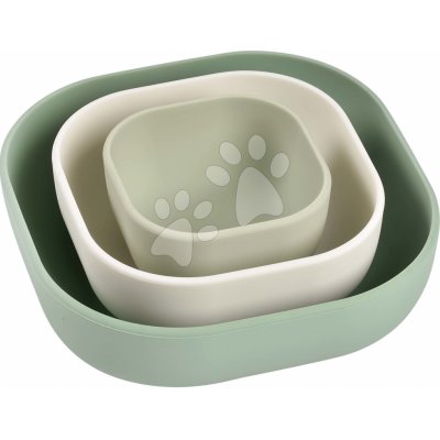 Nesting Bowl Set Beaba Jídelní souprava Silicone Sage Green Cotton Misty Green ze silikonu zeleno šedo bílá od 4 měsíců 3 dílná – Zboží Mobilmania