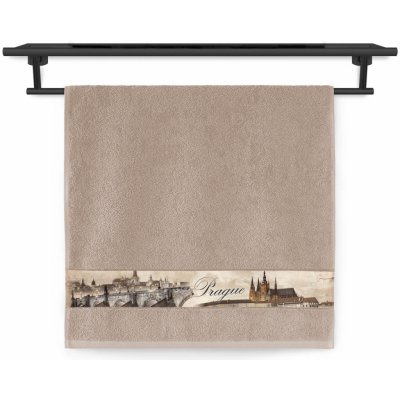 Veba ručník NORA tisk město Praha nugátová 50 x 100 cm – Sleviste.cz