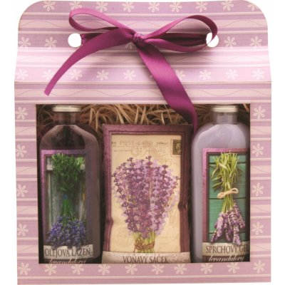 Bohemia Herbs Lavender sprchový gel 100 ml + olejová lázeň 100 ml + vonný sáček dárková sada – Zbozi.Blesk.cz