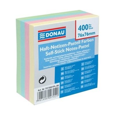 Samolepicí bloček, 76x76 mm, 4x100 lístků, DONAU – Hledejceny.cz