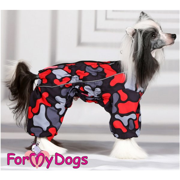 Oblečky na psa FOR MY DOGS pláštěnka RED CAMO
