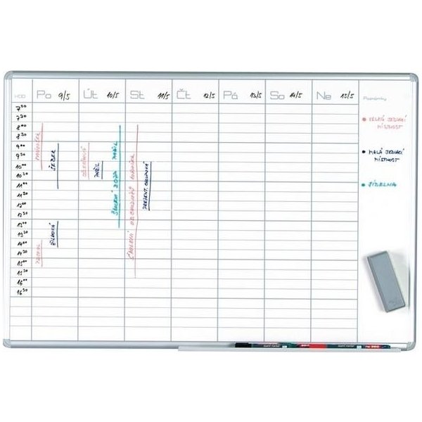Tabule EkoTAB PK L plánovací tabule magnetická týdenní 70 x 100 cm