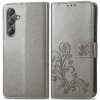 Pouzdro a kryt na mobilní telefon Samsung PROTEMIO 70605 ART FLOWERS Peňaženkový obal pre Samsung Galaxy A15 / A15 5G šedé