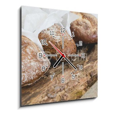 Obraz s hodinami 1D - 50 x 50 cm - Delicious bread on the table Lahodný chléb na stole – Zboží Mobilmania