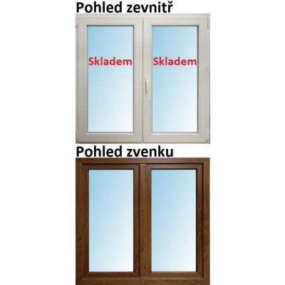 SMART Dvoukřídlé plastové okno 120x100 Zlatý dub / Bílá, Otevíravé i Otevíravé a sklopné – Zbozi.Blesk.cz