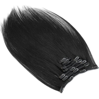 Clip in vlasy 40cm REMY lidské vlasy 100g černé – Zboží Mobilmania