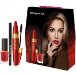 Dermacol Obsesión Volume & Lenght dámská odstín Black sada řasenka 12 ml + lak na nehty 5 Days Stay 11 ml 21 Monroe Red + tužka na oči 16H Matic 0,3 g 04 dárková sada – Zboží Mobilmania