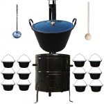 Kessel kotel na guláš smalt 60 l zabíjačkový kotlíky servírovacími smalt 12 ks kotlina KOV CLASSIC 53 cm poklice smalt 59 cm naběračka 350 ml a vařečka 60 cm Big Party – Zboží Mobilmania