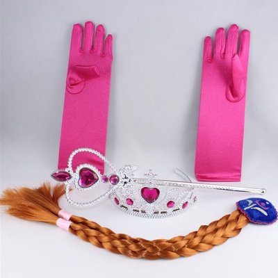 Sada Frozen 5ks set Frozen Elsa 5ks růžový čelenka hůlka rukavice náušnice náhrdelník – Zboží Mobilmania