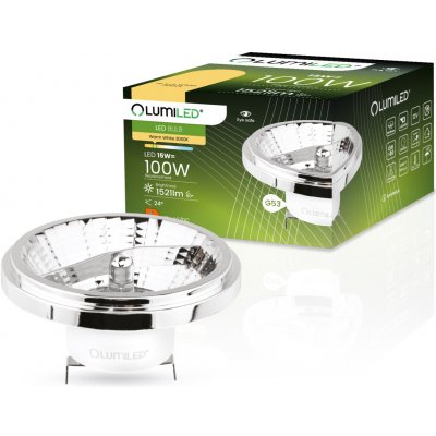 Lumiled LED žárovka LED G53 AR111 15W = 100W 1521lm 3000K Teplá bílá 38° 12V AC/DC Stříbrná – Hledejceny.cz