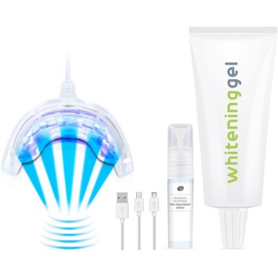 RIO Usb teeth whitening LED světlo pro bělení zubů 1 ks + bělicí gel na zuby 30 ml + sprej na bělení 4,5 ml – Zbozi.Blesk.cz