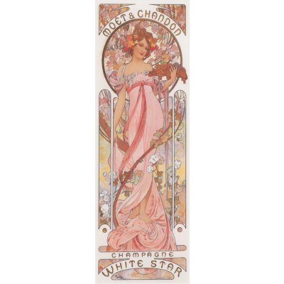 Plakát, Obraz - Moët & Chandon White Star Champagne, Alfons Mucha, 20 × 60 cm – Zboží Dáma