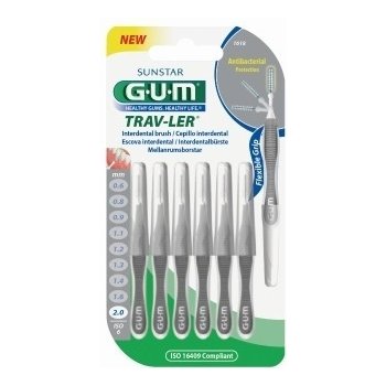 GUM Trav-Ler mezizubní kartáčky s chlorhexidinem cylindrický 2,0 mm 6 ks blistr