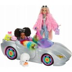 Barbie EXTRA stříbrný kabriolet Celebrity + pes a příslušenství – Zboží Dáma