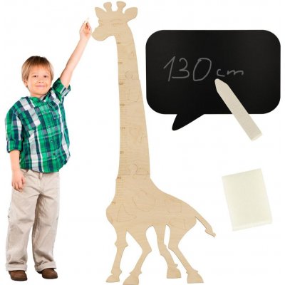 KIK žirafa růstová míra 125 cm přírodní dřevo + tabule 32 x 44 cm – Zboží Dáma