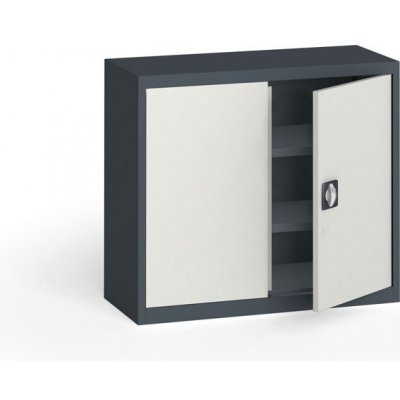 Metal Plechová policová skříň, 800 x 950 x 400 mm, 2 police, tmavě šedá / šedá – Zboží Mobilmania