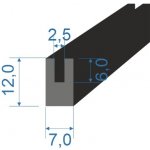 05351524 Pryžový profil tvaru "U", 10x5/2mm, 70°Sh, NBR, -40°C/+70°C, černý | Zboží Auto