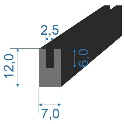 05351524 Pryžový profil tvaru "U", 10x5/2mm, 70°Sh, NBR, -40°C/+70°C, černý | Zboží Auto