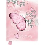 Junior Památník 14x18cm 80listů čistý se zámkem Butterfly motýl – Sleviste.cz