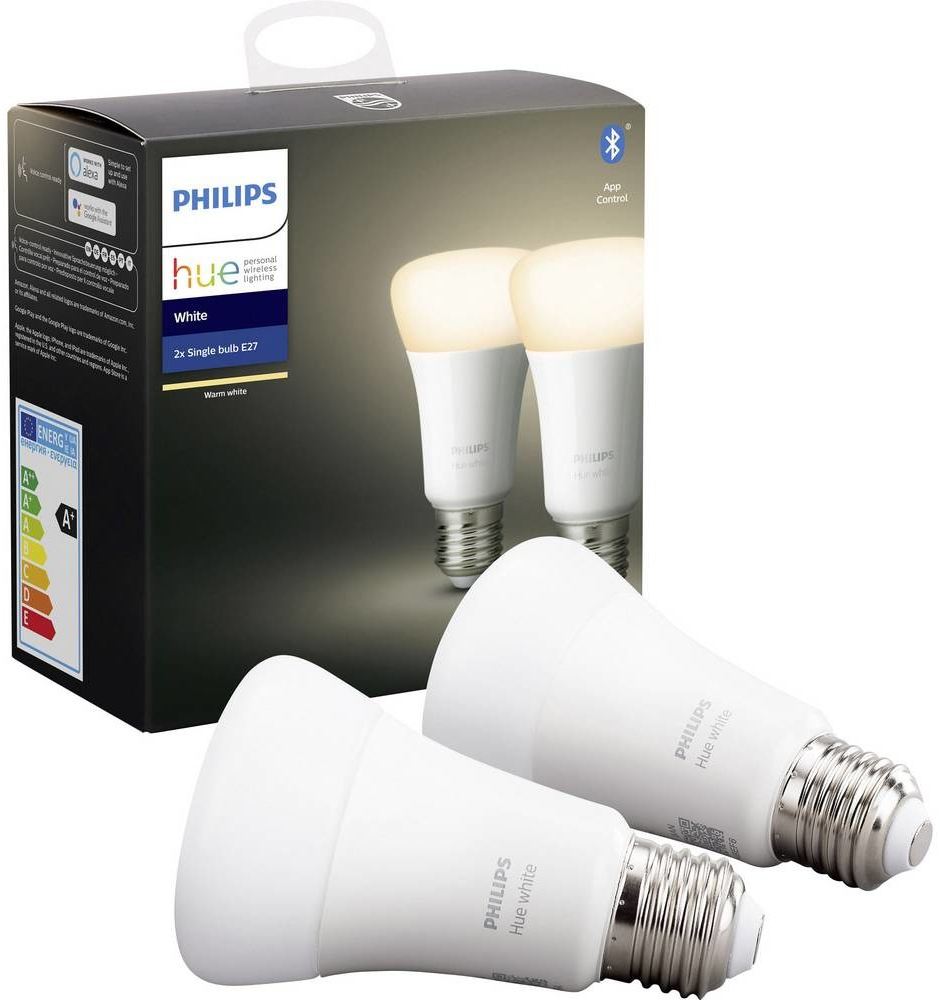 Philips Hue BT LED 9.5W teplá bílá 2 ks stmívatelná LED žárovka E27 806lm 2700K