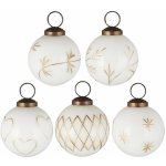 IB LAURSEN Vánoční ozdoba White Gold Engraving Typ A bílá barva zlatá barva sklo – Zboží Dáma