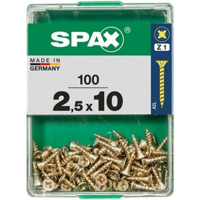 Spax Uni vrut zápust.hlava PZ/Z1, S-CUT plný závit, Yellox, 2,5 x 10 mm, 100 ks – Hledejceny.cz