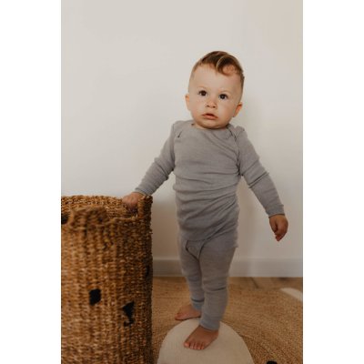 Cosilana Rostoucí kalhoty šedý melír z merino vlny bavlny a hedvábí – Zboží Dáma